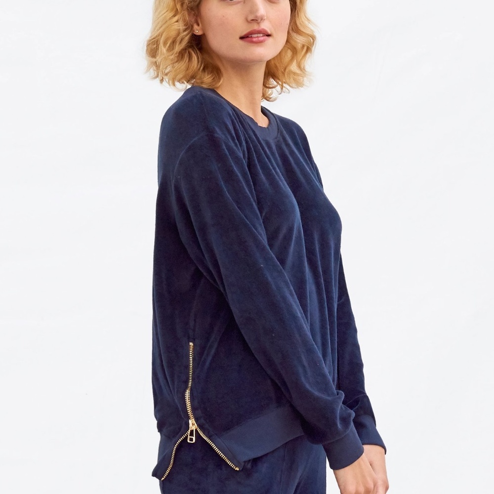 Sundry Side Zip Velour Sweatshirt